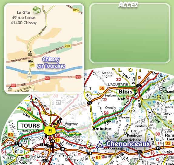 extrait de la carte routi&egrave;re Tours